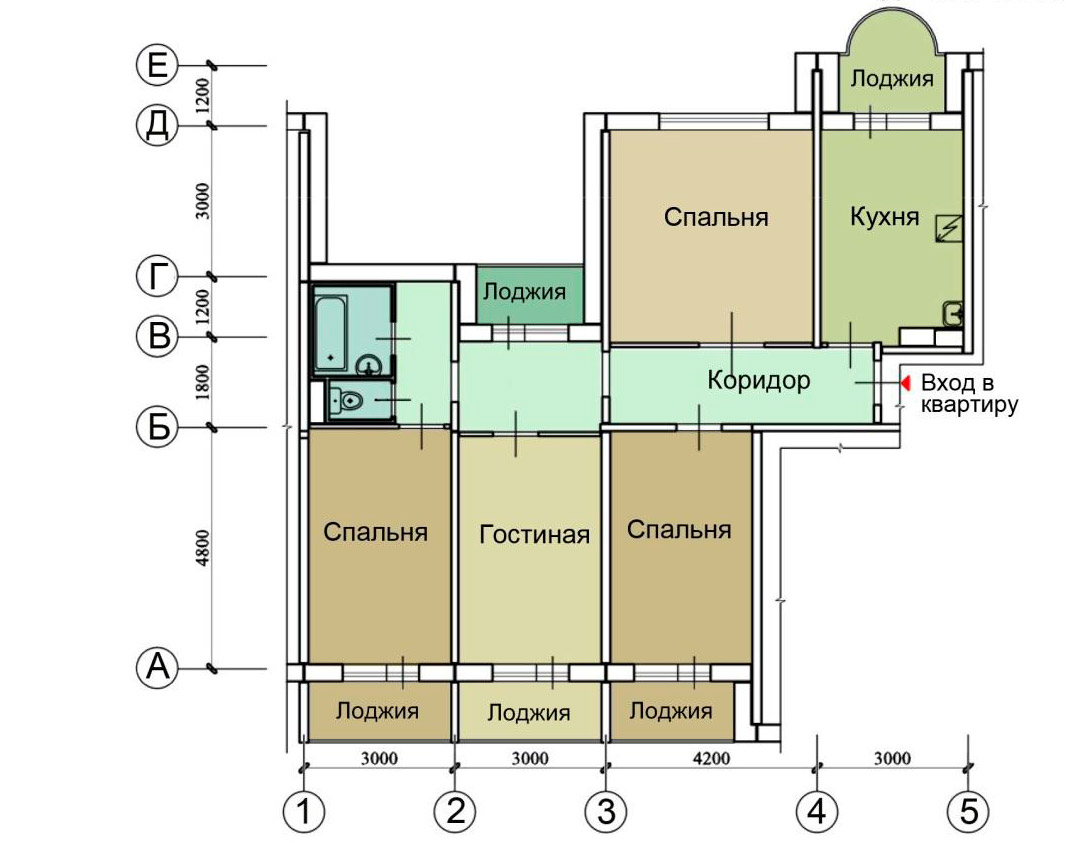 Типовой расчет стоимости натяжного потолка для четырехкомнатной квартиры проекта П-55